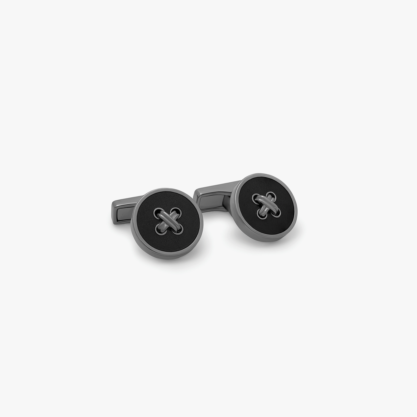 THOMPSON Tambor Button cufflinks with black enamel