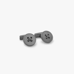 THOMPSON Tambor Button cufflinks with grey enamel