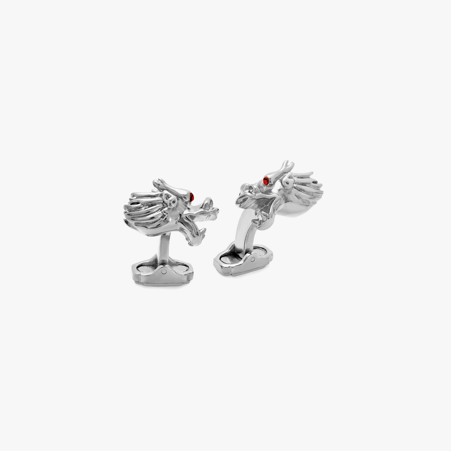 THOMPSON Dragon Cufflinks In Rhodium Plated