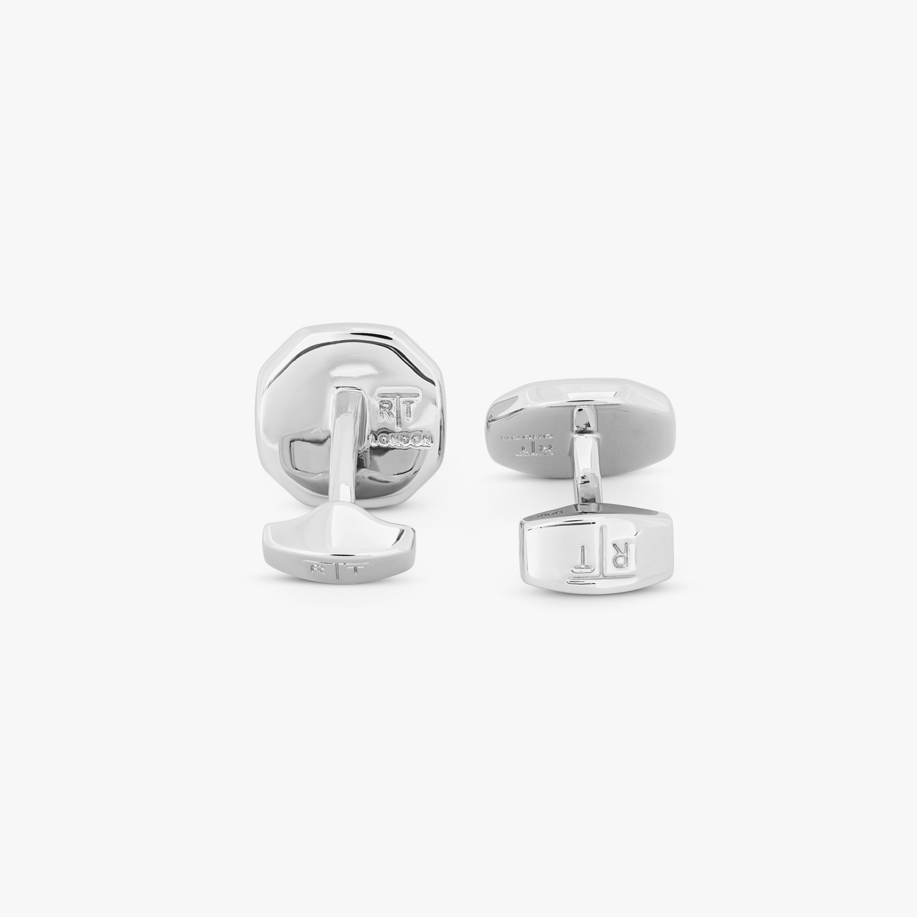 Octagon Semi-Precious Cufflinks with White Bronze Plated in Lapis