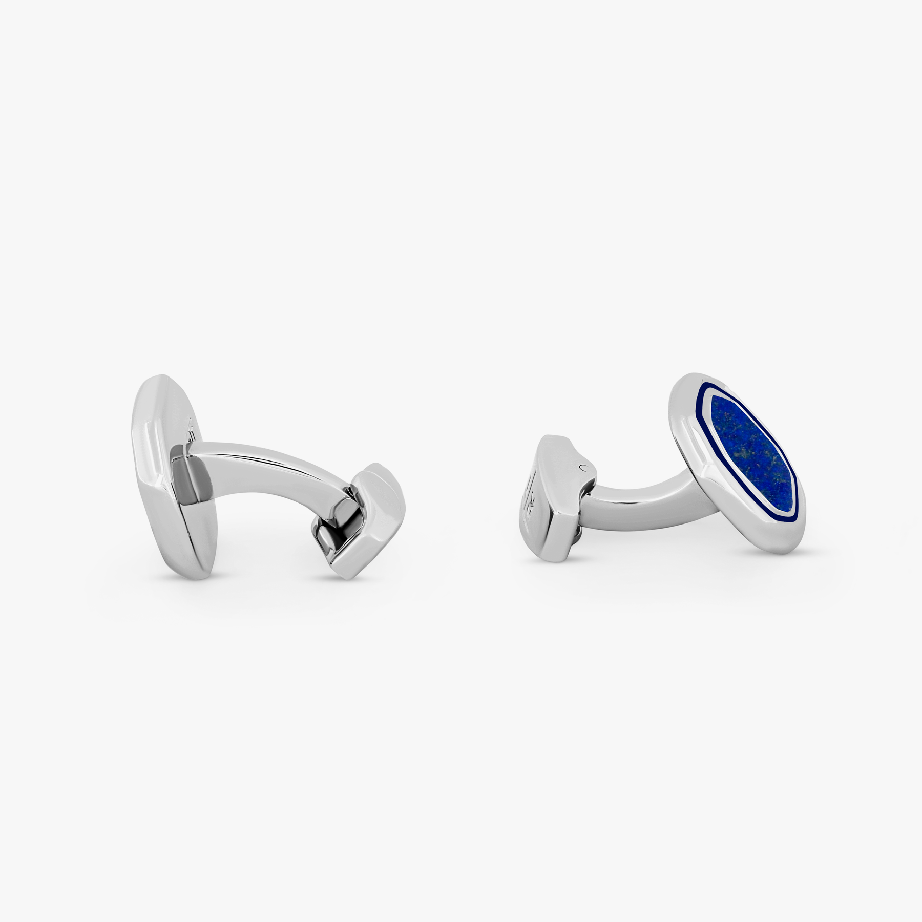 Octagon Semi-Precious Cufflinks with White Bronze Plated in Lapis