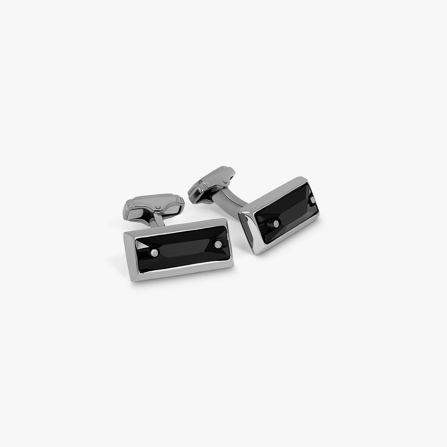 THOMPSON Rectangle cufflinks with jet Swarovski elements