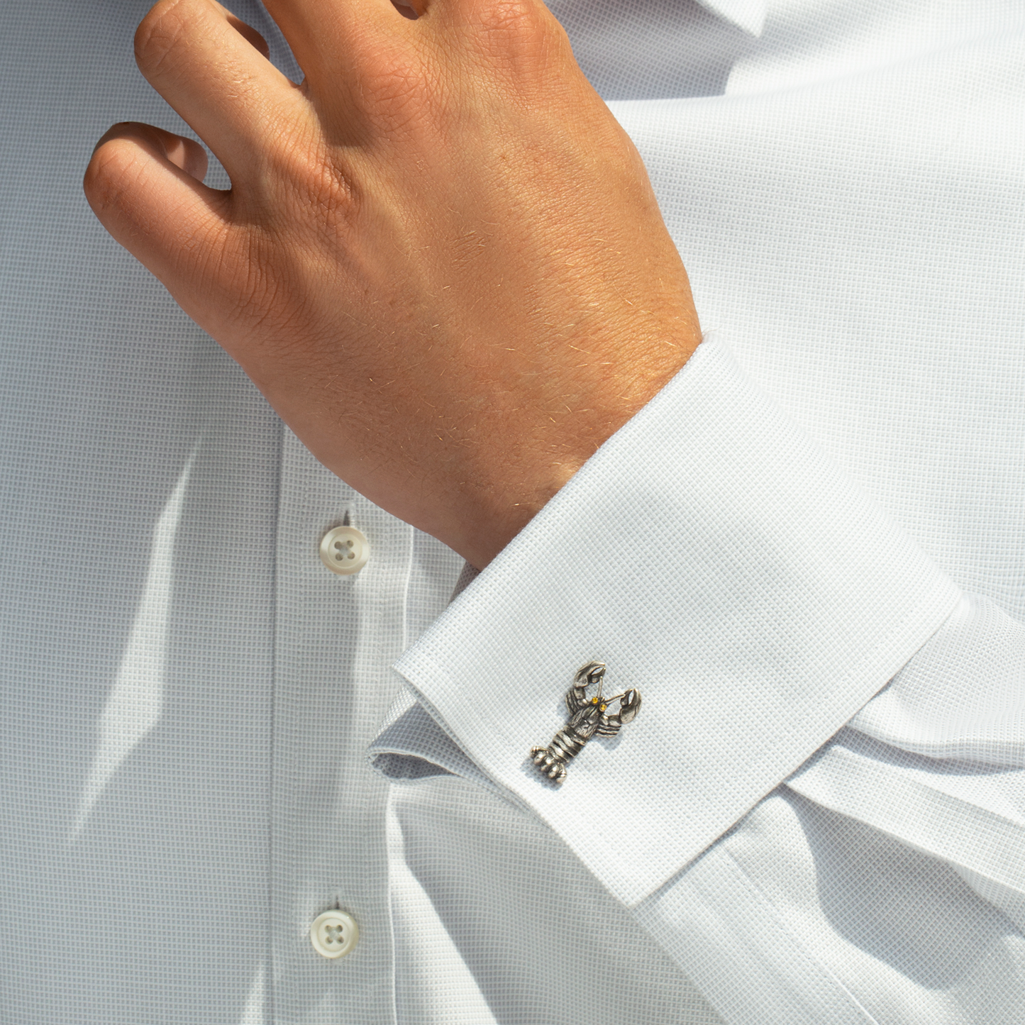 Lobster Mechanical Cufflinks With Yellow Swarovski Elements