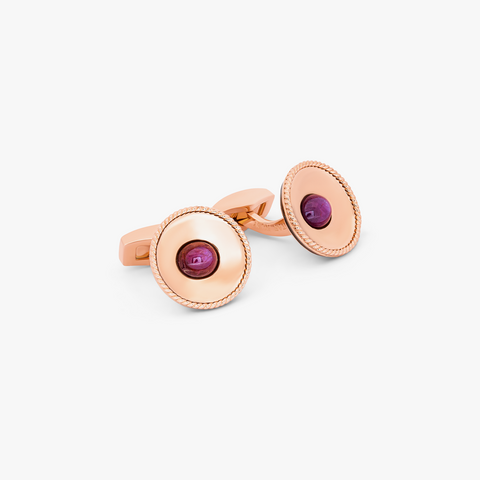 Star Ruby cufflinks in rose gold plated sterling silver (Limited Edition)