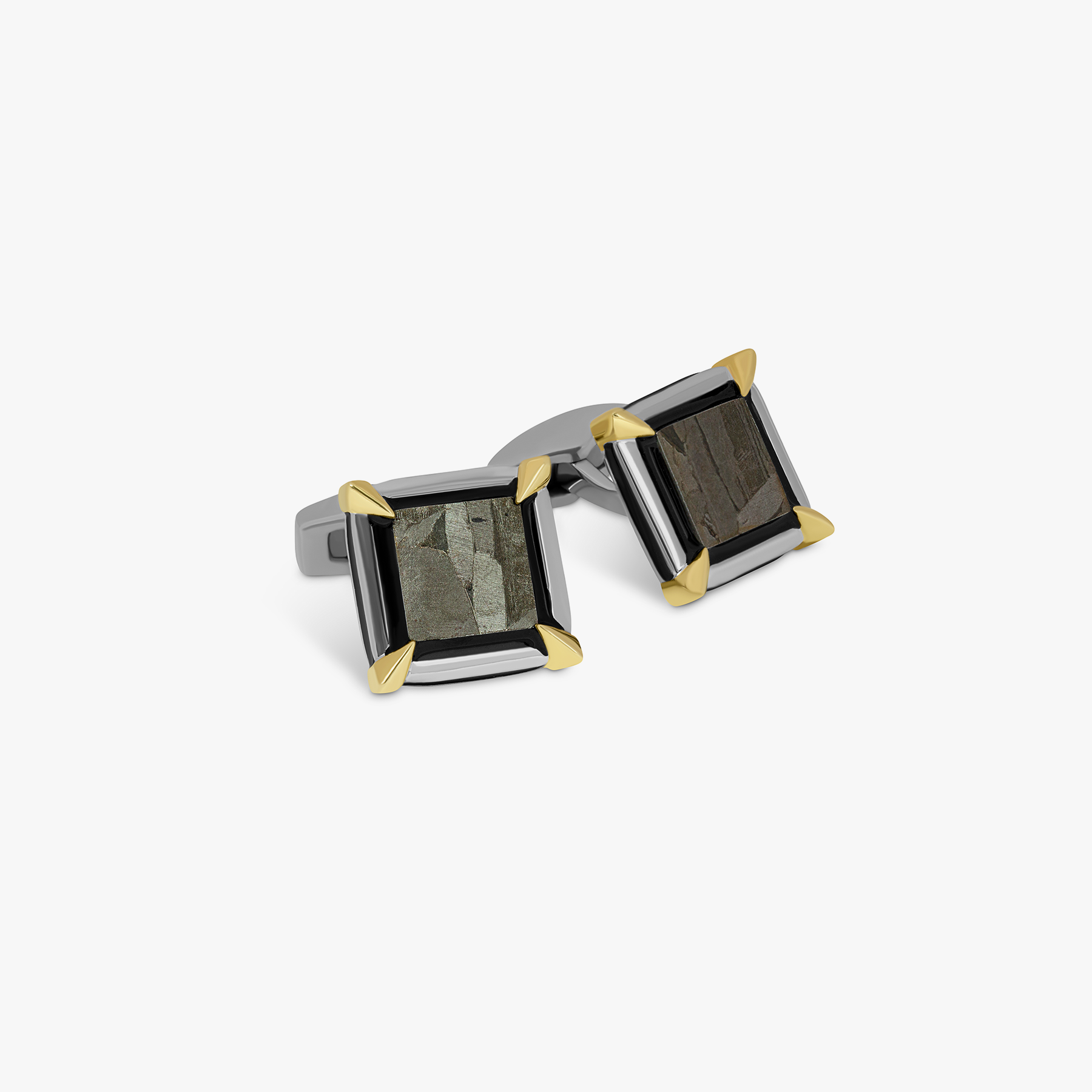 Seymchan Pallasite Meteorite yellow gold plated cufflinks (Limited Edition)