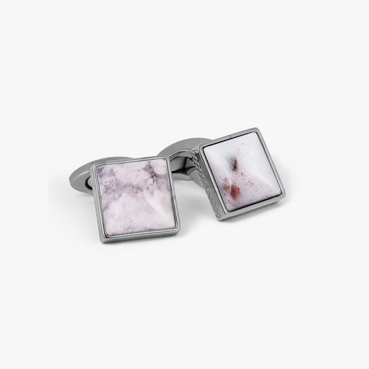 Titanium Classic Cufflinks with White Ivory Agate