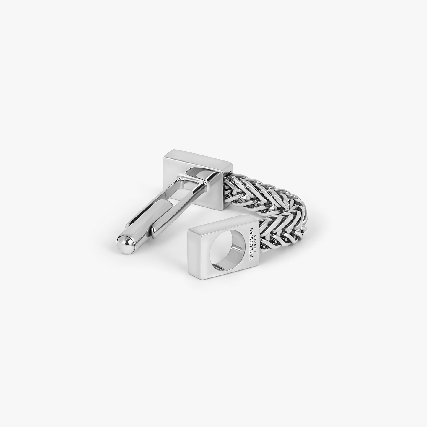 Coda Di Volpe Wrap Around Cufflinks in Rhodium Silver