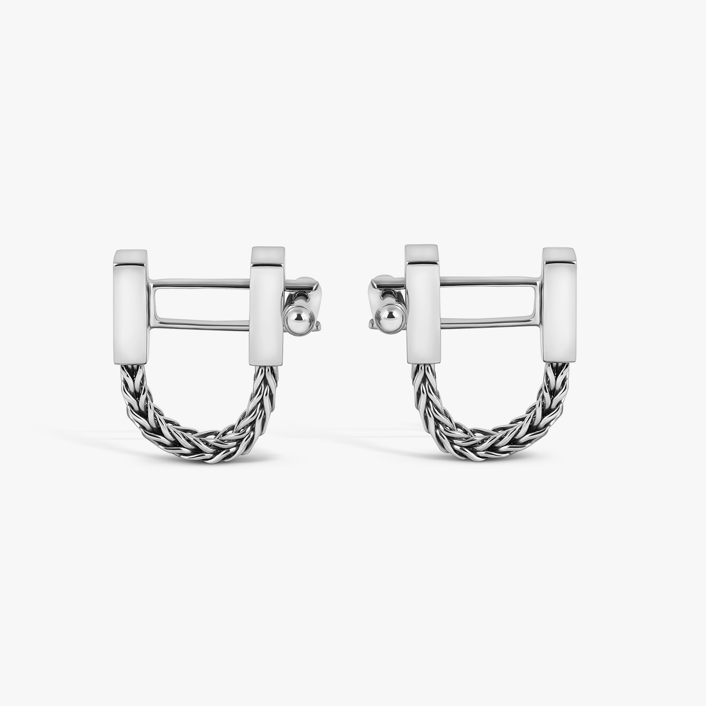 Coda Di Volpe Wrap Around Cufflinks in Rhodium Silver