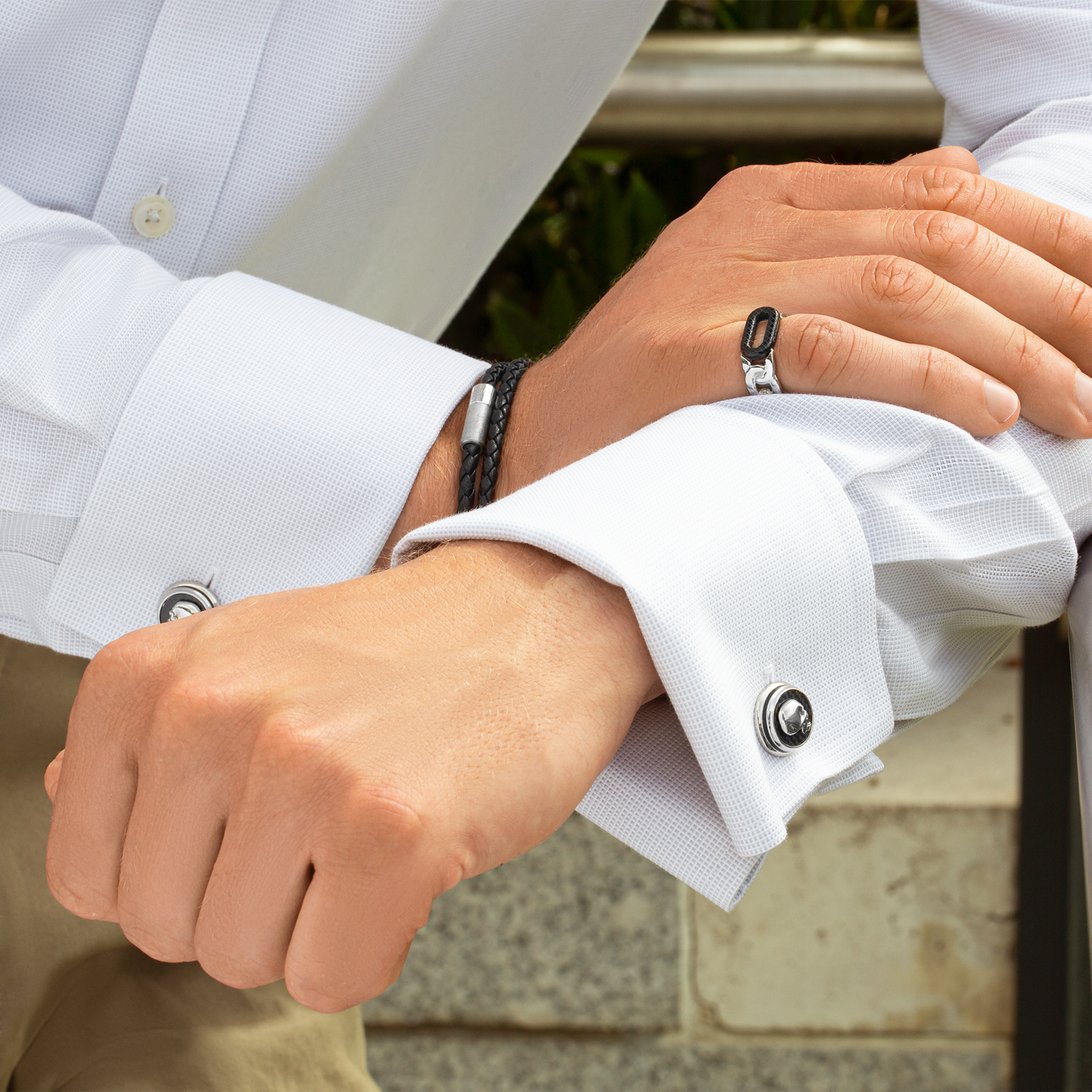 Palladium Plated Carbon Skull Cufflinks