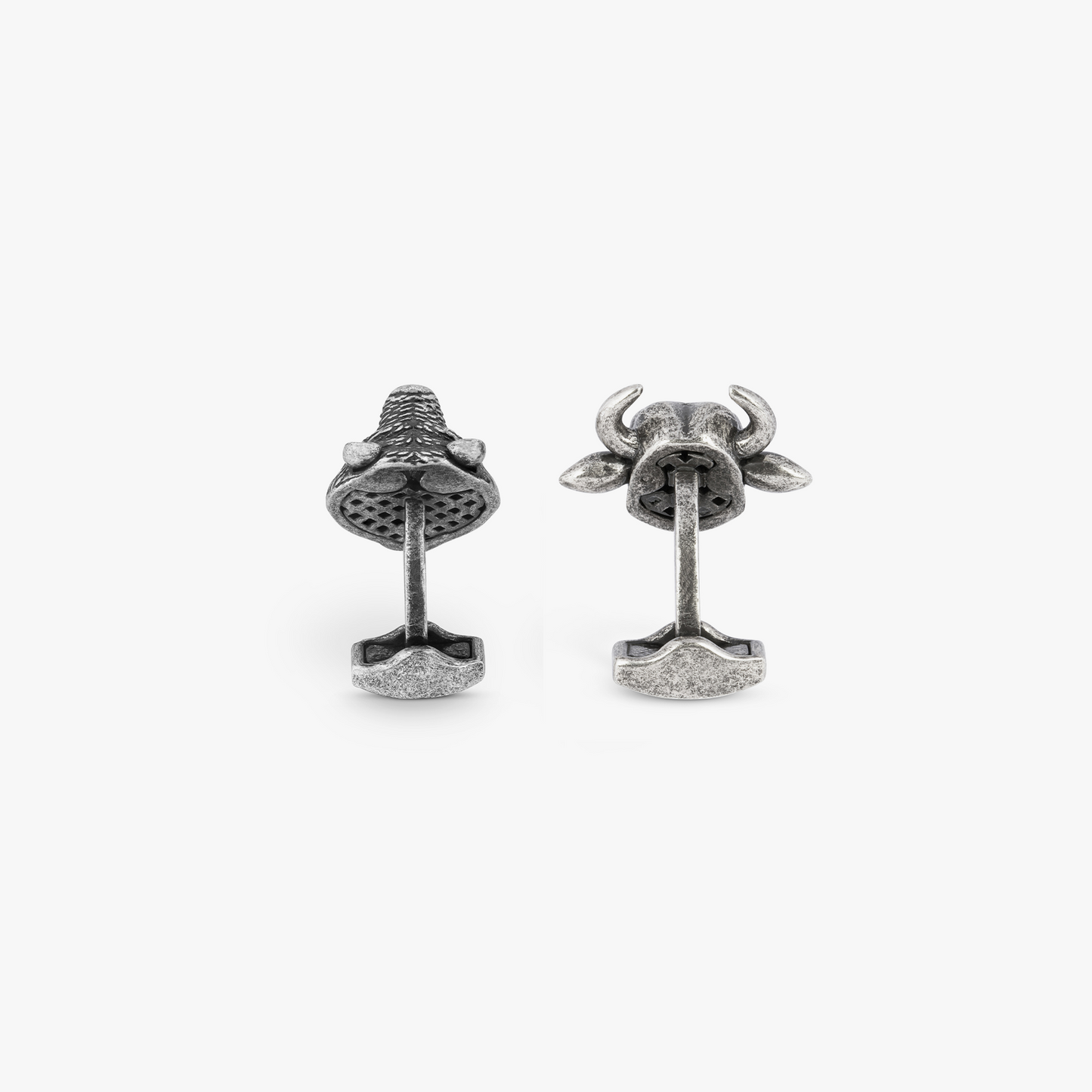 Bear And Bull Mechanical Cufflinks With Swarovski Elements In Oxidised Silver