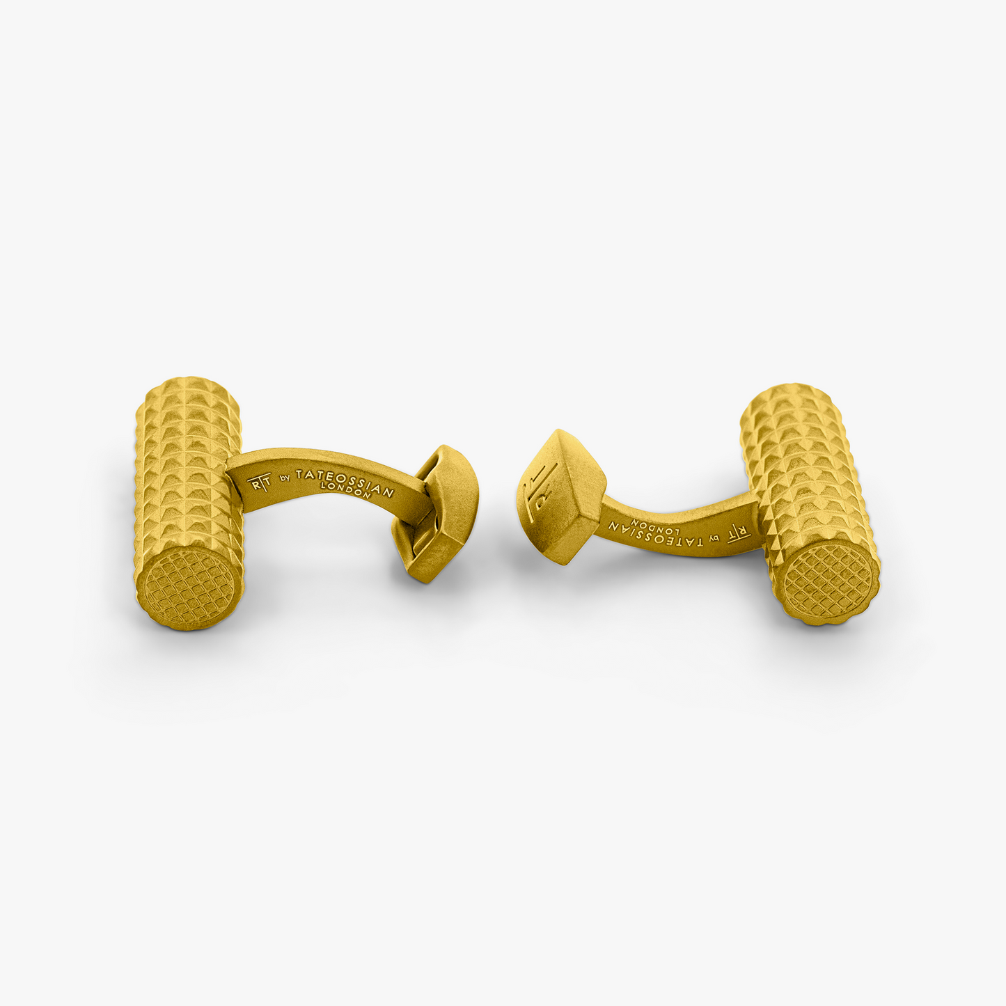 Diamond Giza cylinder cufflinks in yellow gold plated