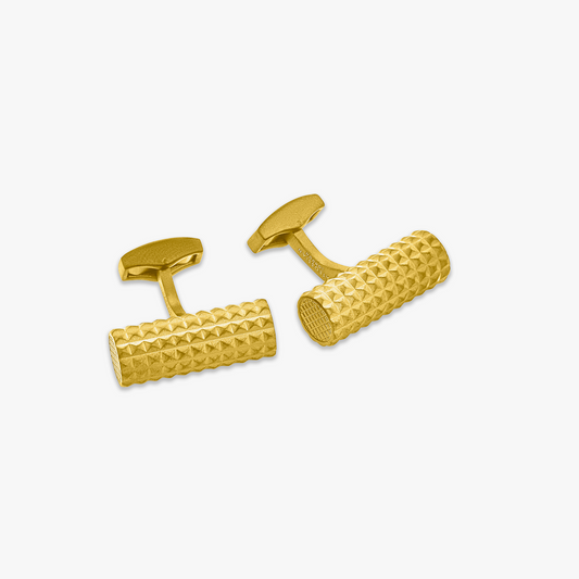 Diamond Giza cylinder cufflinks in yellow gold plated