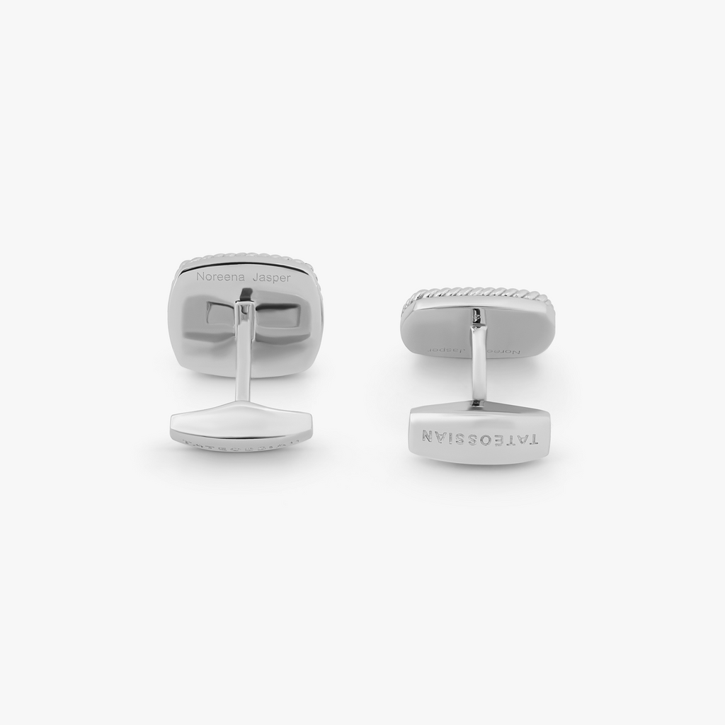 Cable Jasper Cufflinks With Noreena In Rhodium Silver (Limited Edition)  