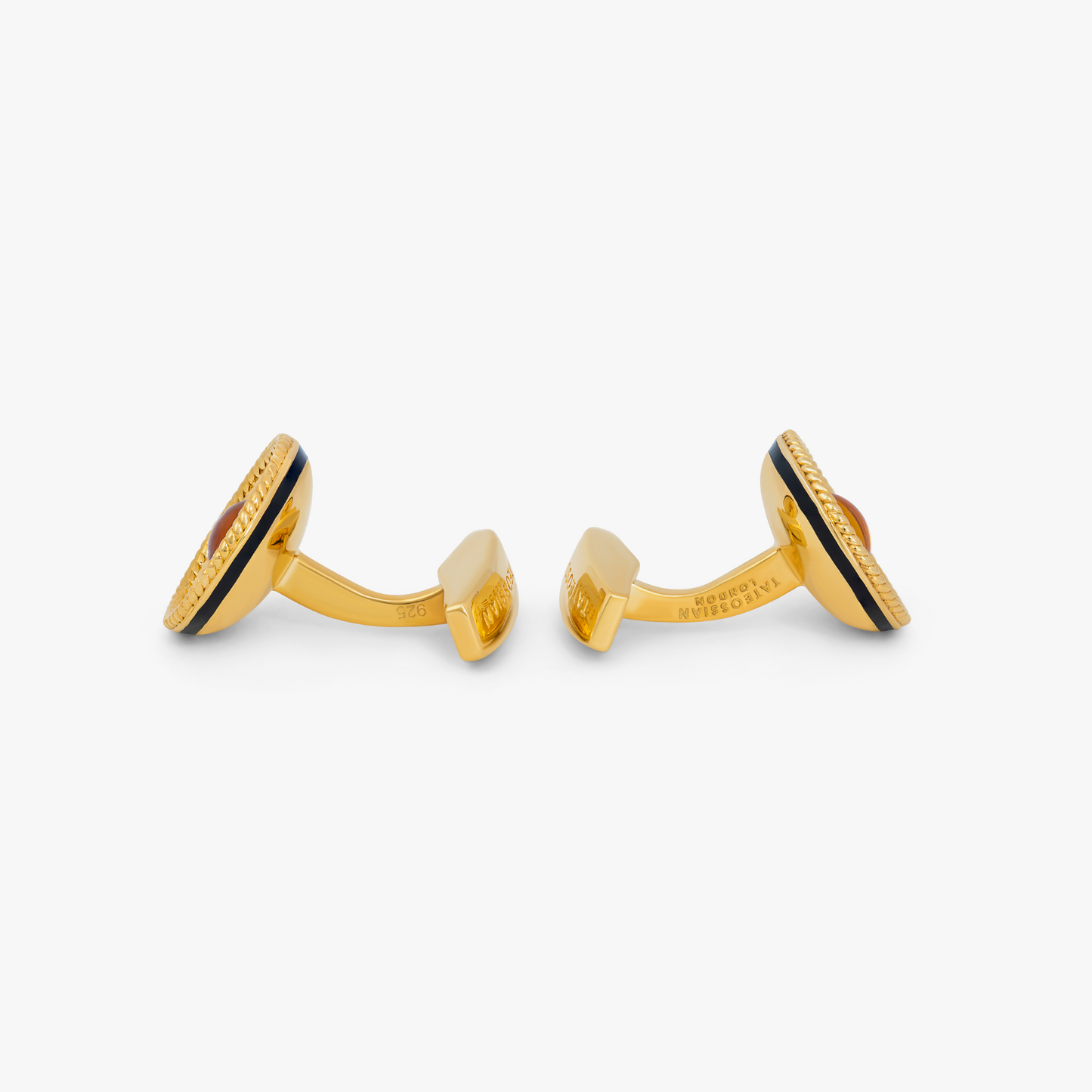 Yellow gold plated sterling silver Cable bowl cufflinks with citrine