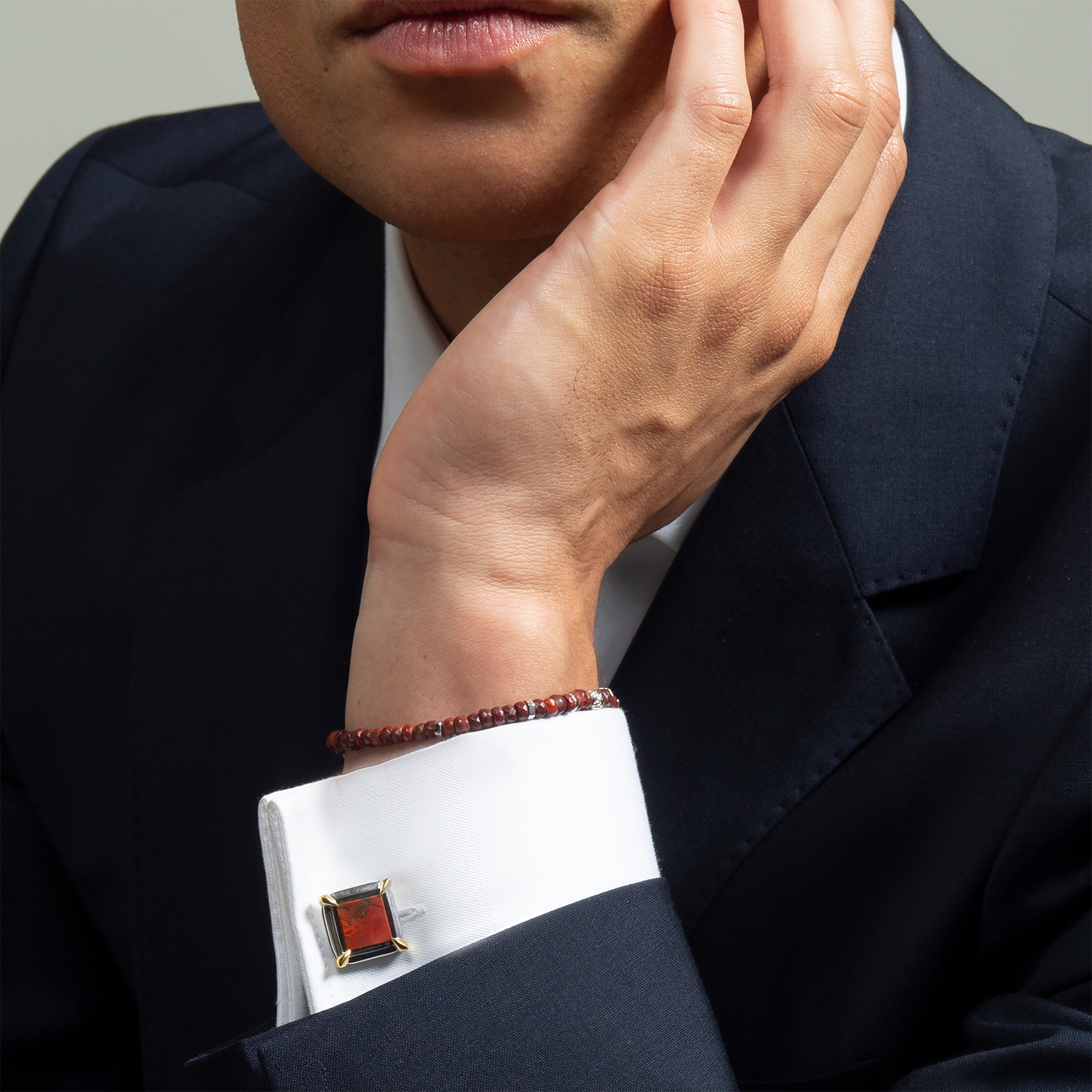 Red Jasper Rhodium Plated Sterling Silver Gold Claw Cufflinks – Tateossian  USA