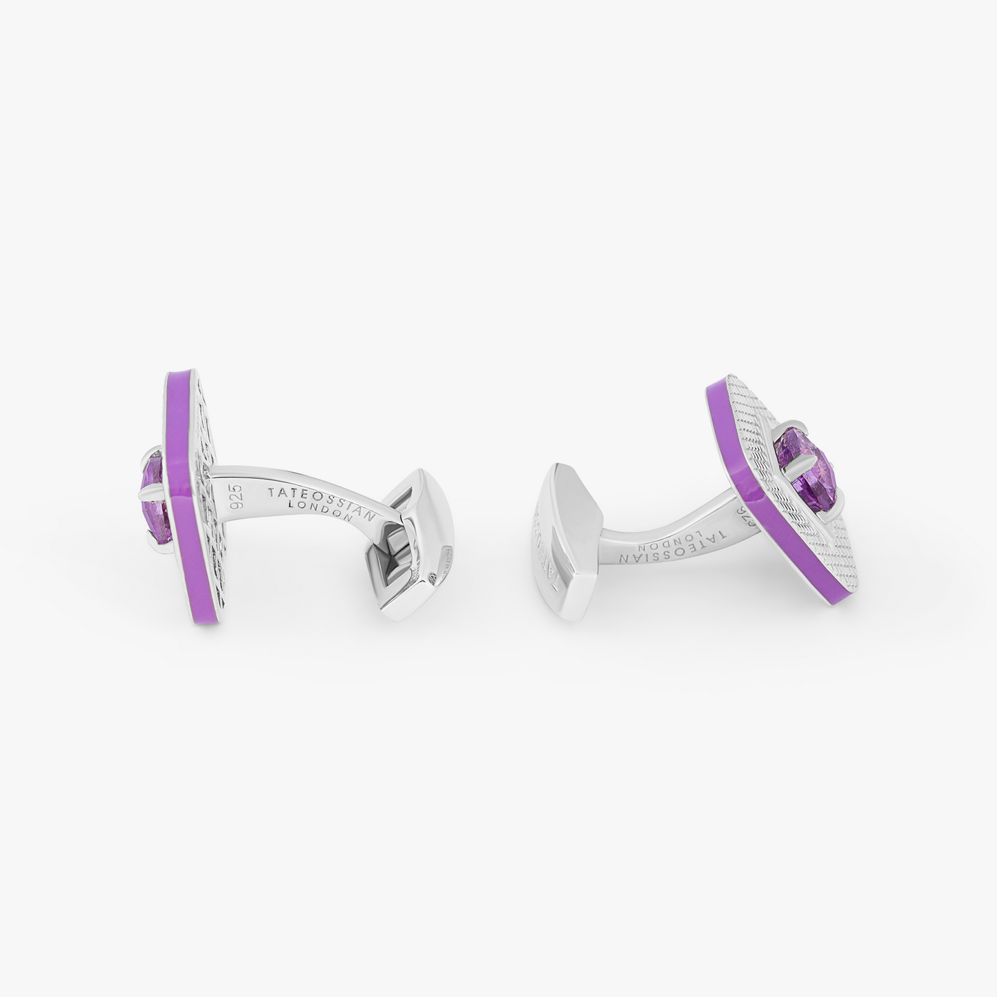 Rhodium plated sterling silver Refratto cufflinks with ametrine