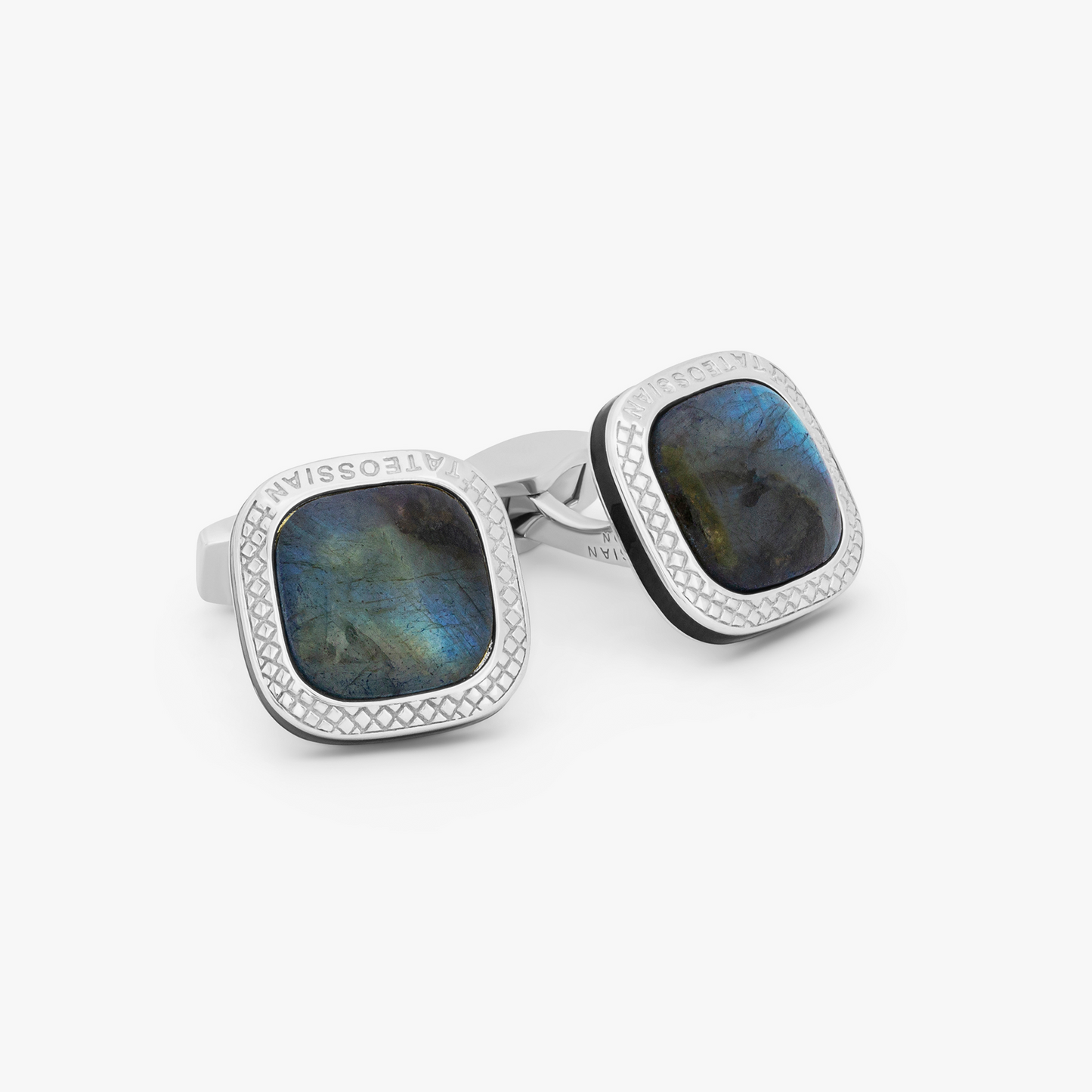 Signature Labradorite Cufflinks in Rhodium Plated Silver