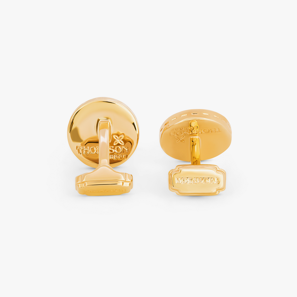 THOMPSON Tambor Cufflinks In Yellow Gold Plated and White MOP