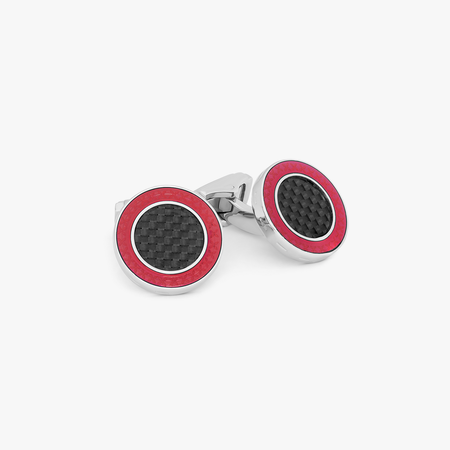 Thompson Red Palladium Plated Carbon Redondo Cufflinks                                     