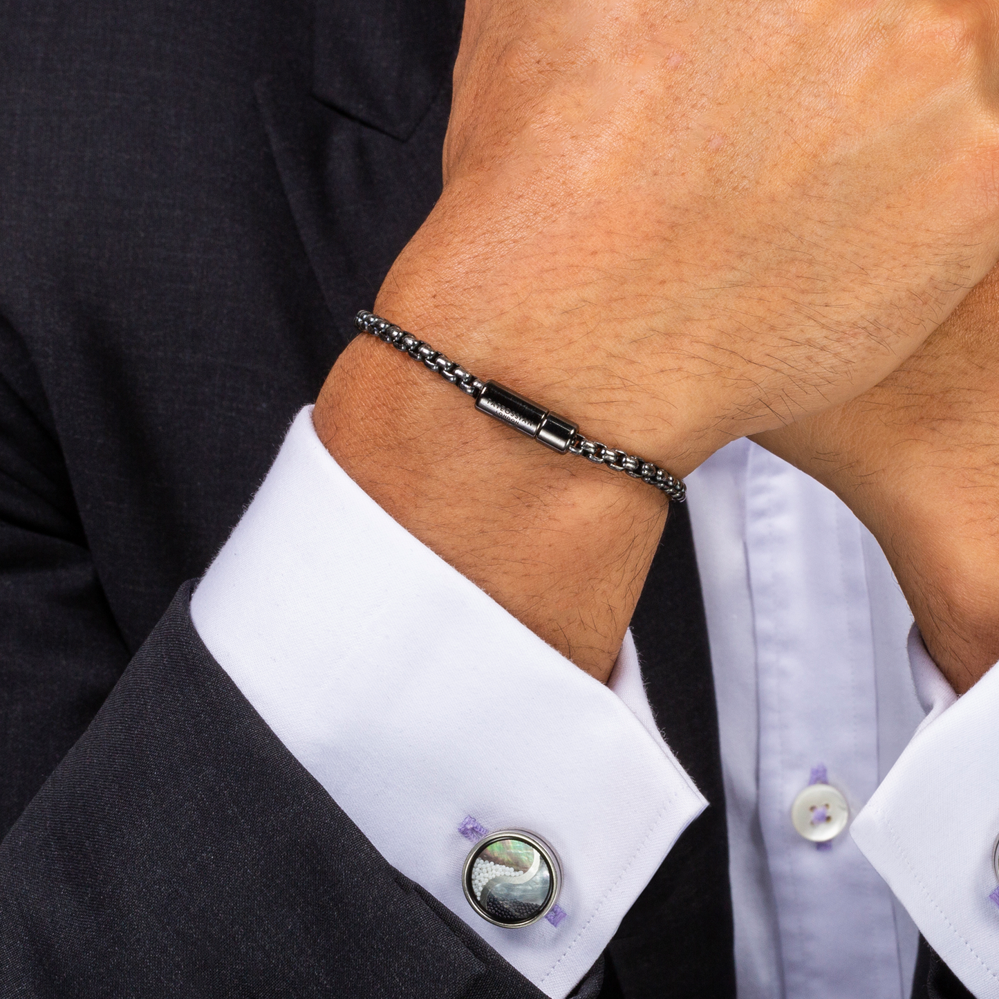 Yin Yang Cufflinks In Black & White With Palladium Plated