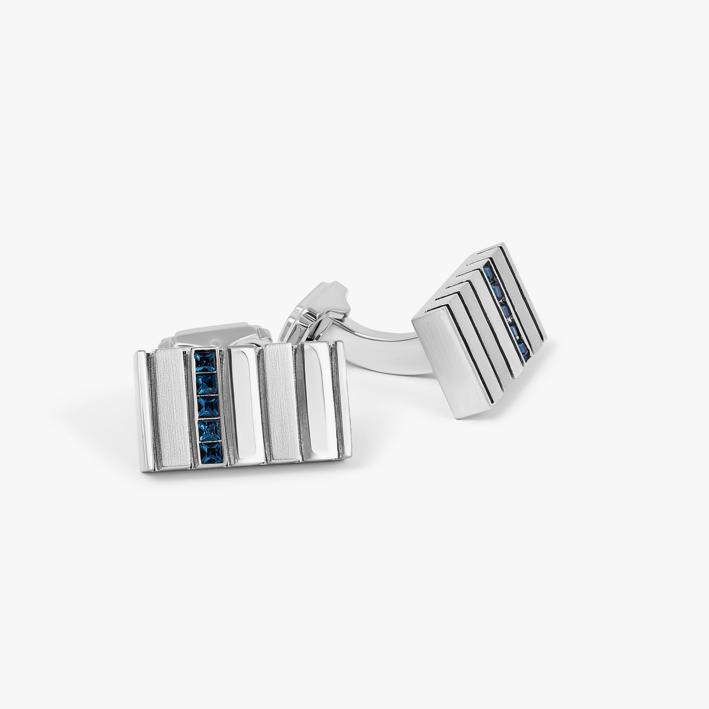 THOMPSON CZ Stripes Bar Cufflinks In Palladium Plated