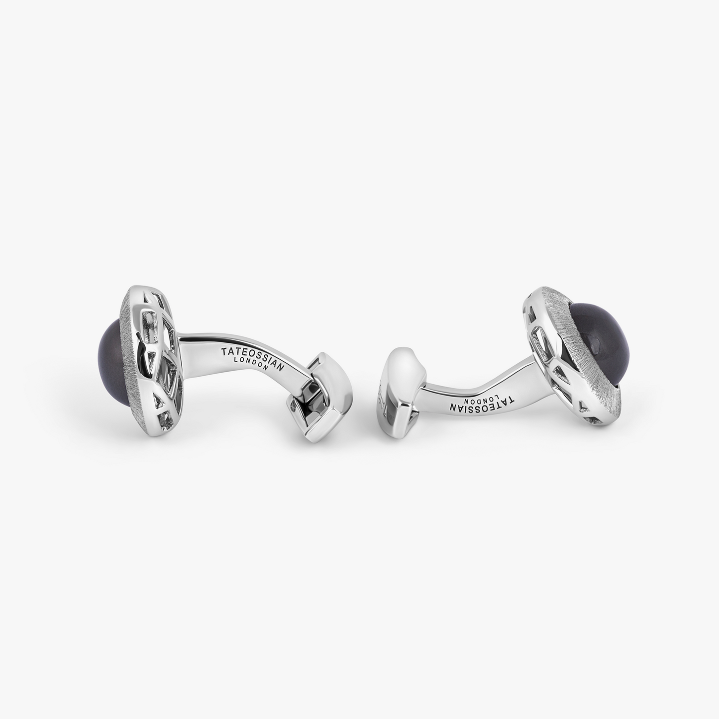 Graffiato Moonstone Cufflinks in Rhodium Plated Silver