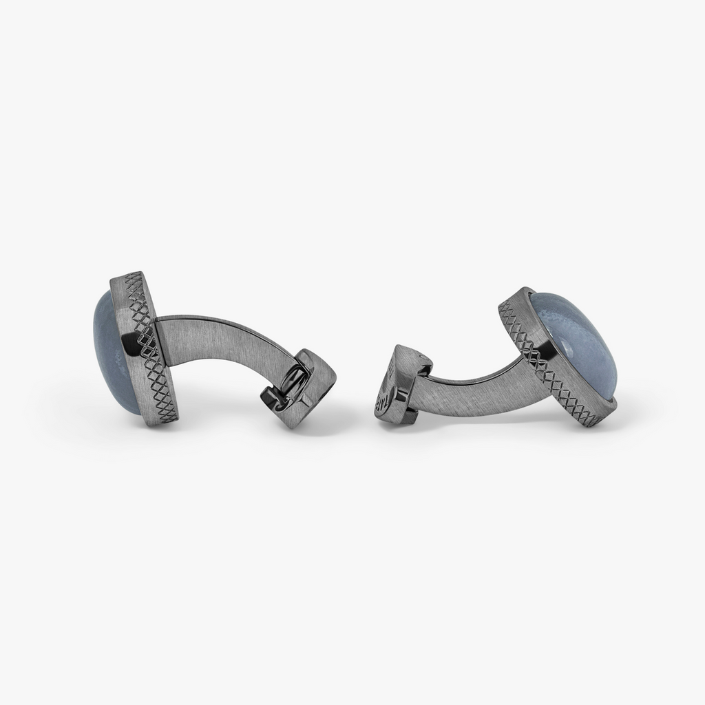 Titanium Classic Cufflinks With Blue Lace Agate