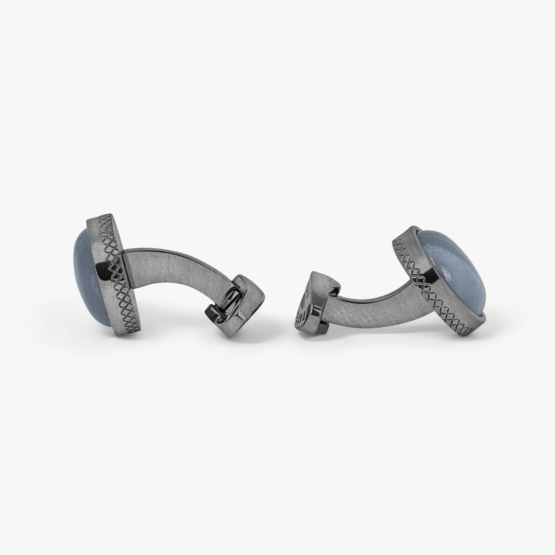 Titanium Classic Cufflinks With Blue Lace Agate