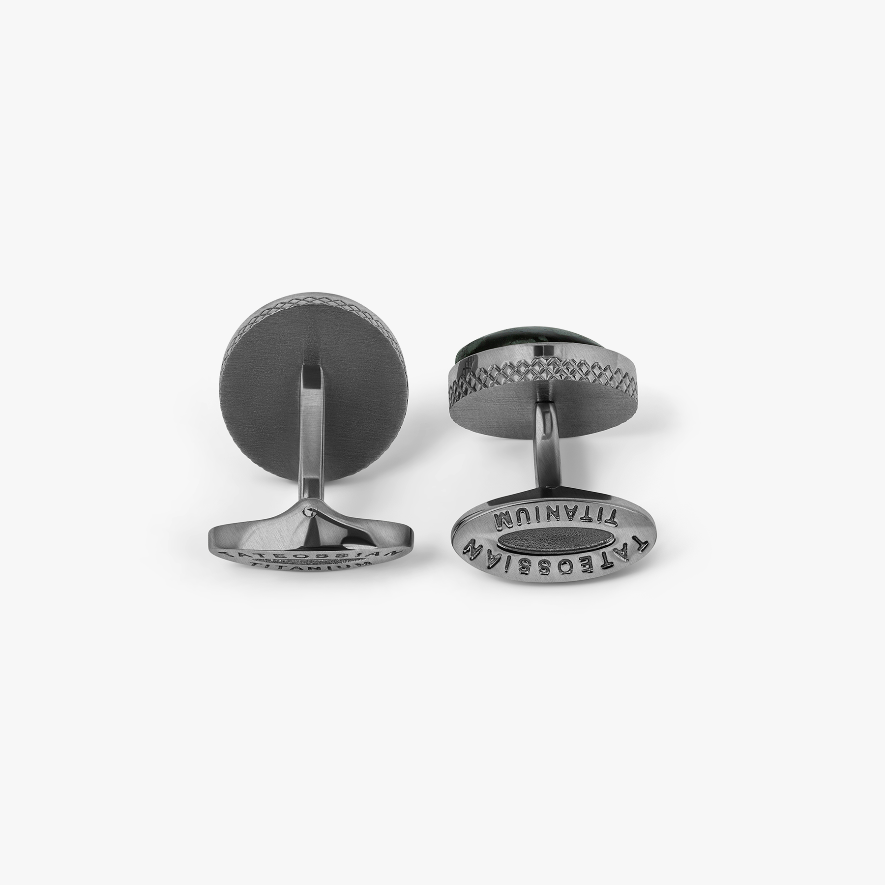 Titanium Classic Cufflinks In Black Line Stone