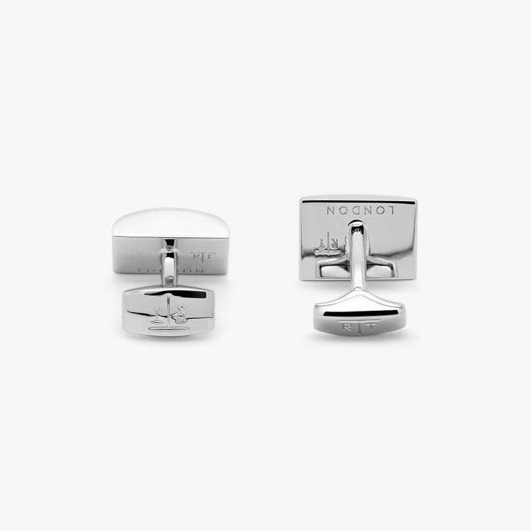 D Shape cufflinks with blue alutex in Palladium – Tateossian London