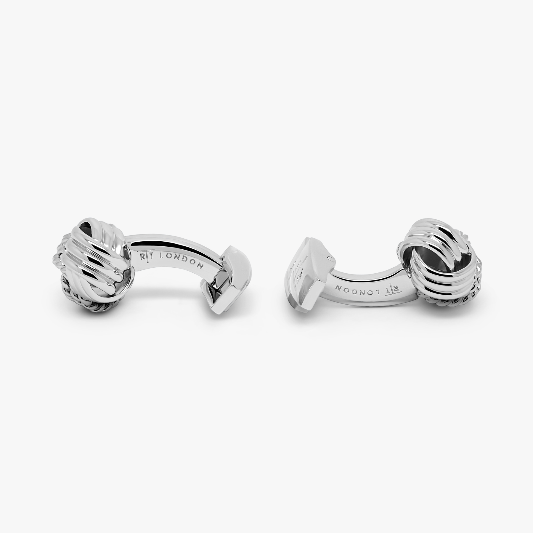 TATEOSSIAN D SHAPE WITH GREY ALUTEX CUFFLINKS