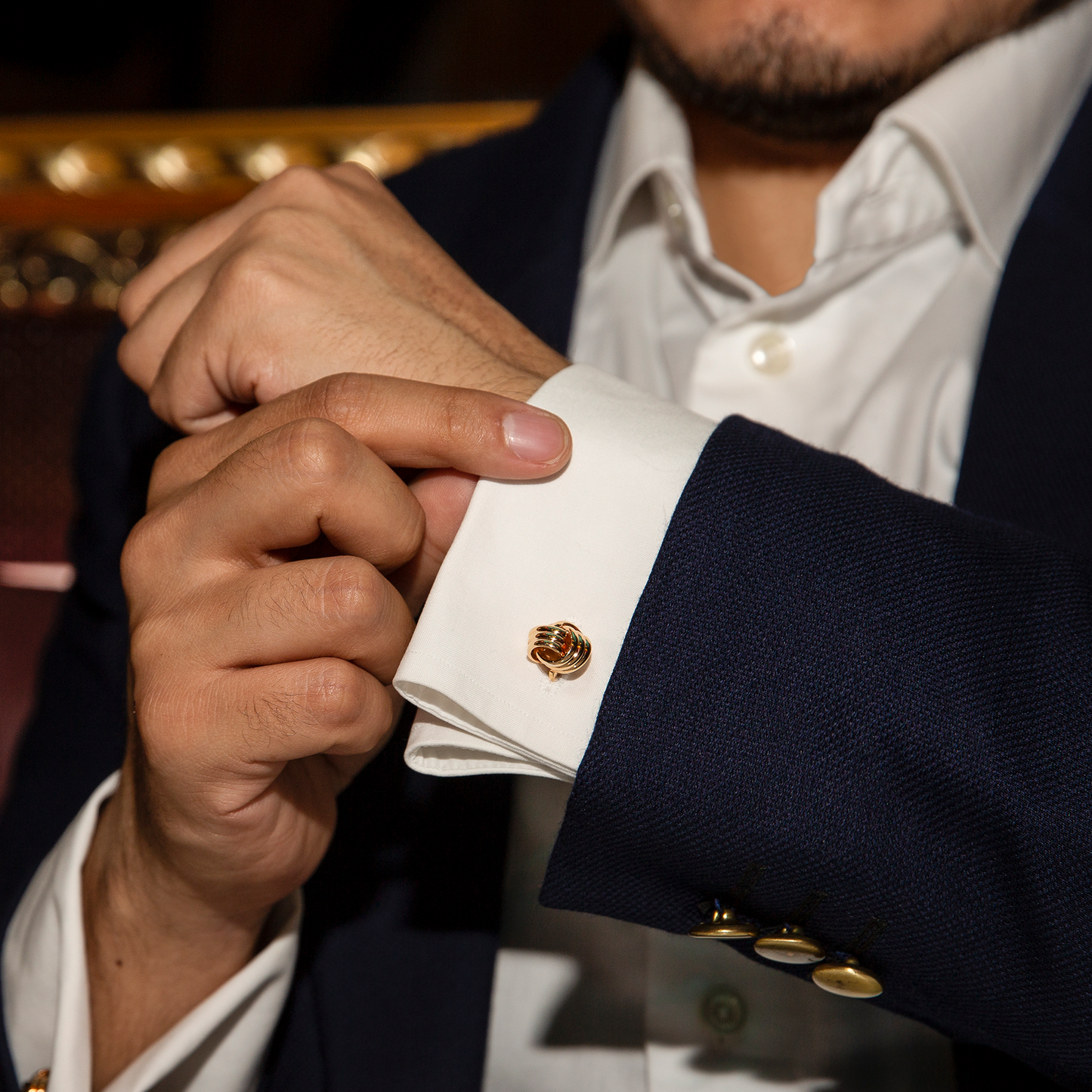 Cable Knot Cufflinks In Rose Gold Plated