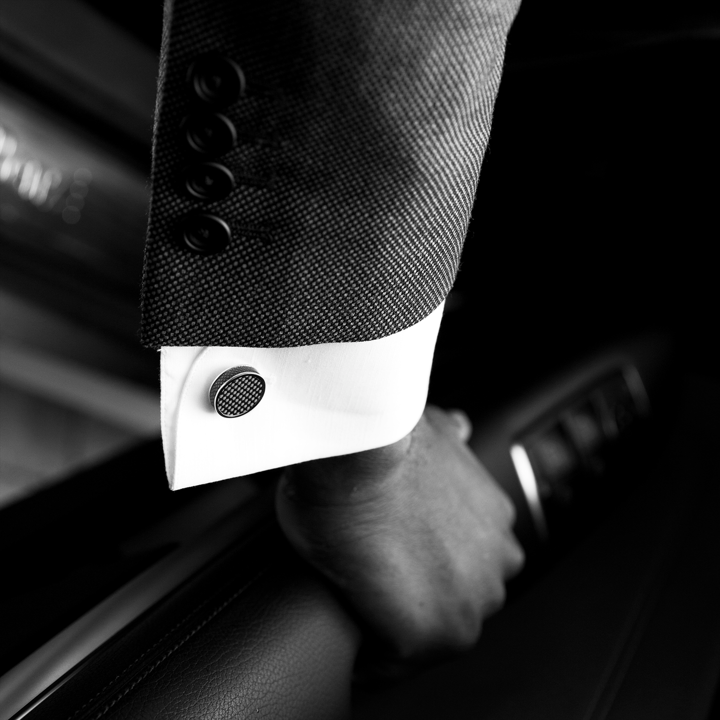 Carbon Tablet cufflinks with Palladium