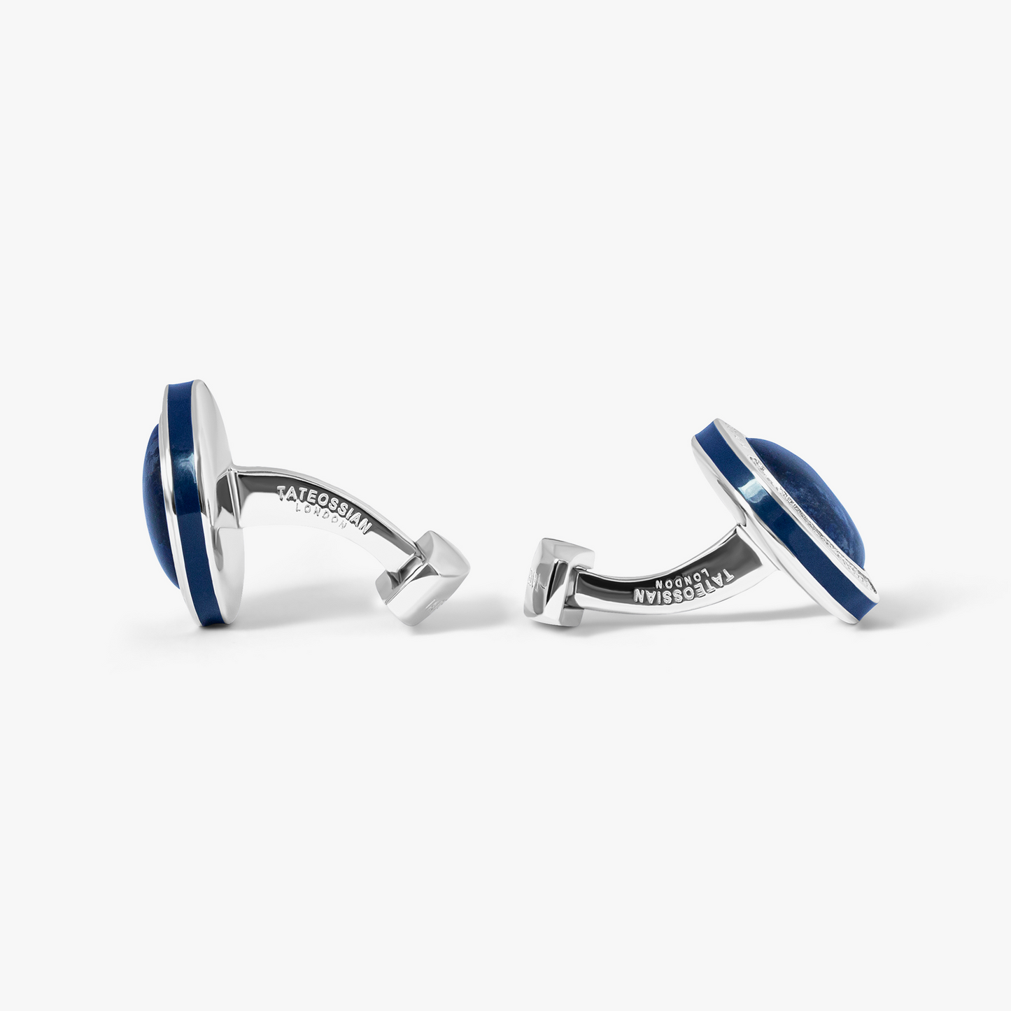 Sodalite Signature Round cufflinks in sterling silver