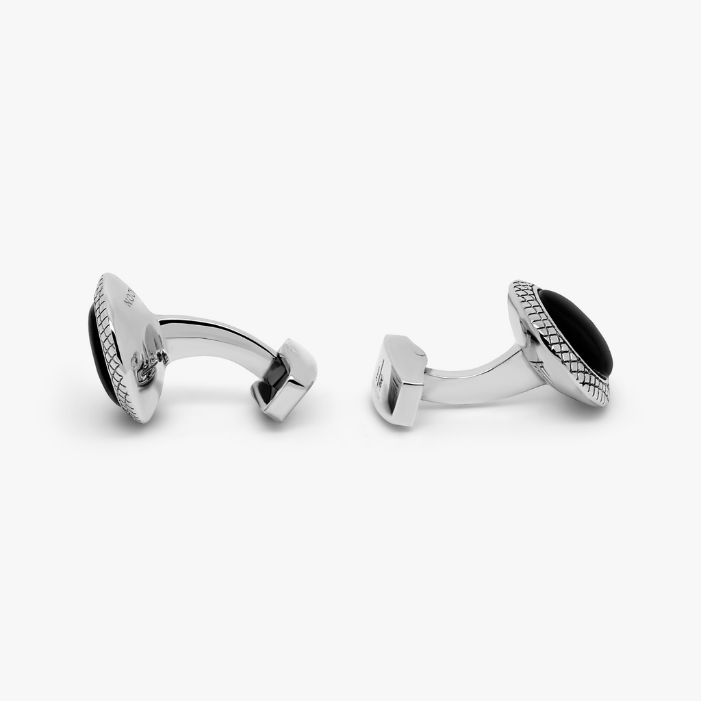 Bullseye Semi-Precious Cufflinks in Palladium Plated with Onyx