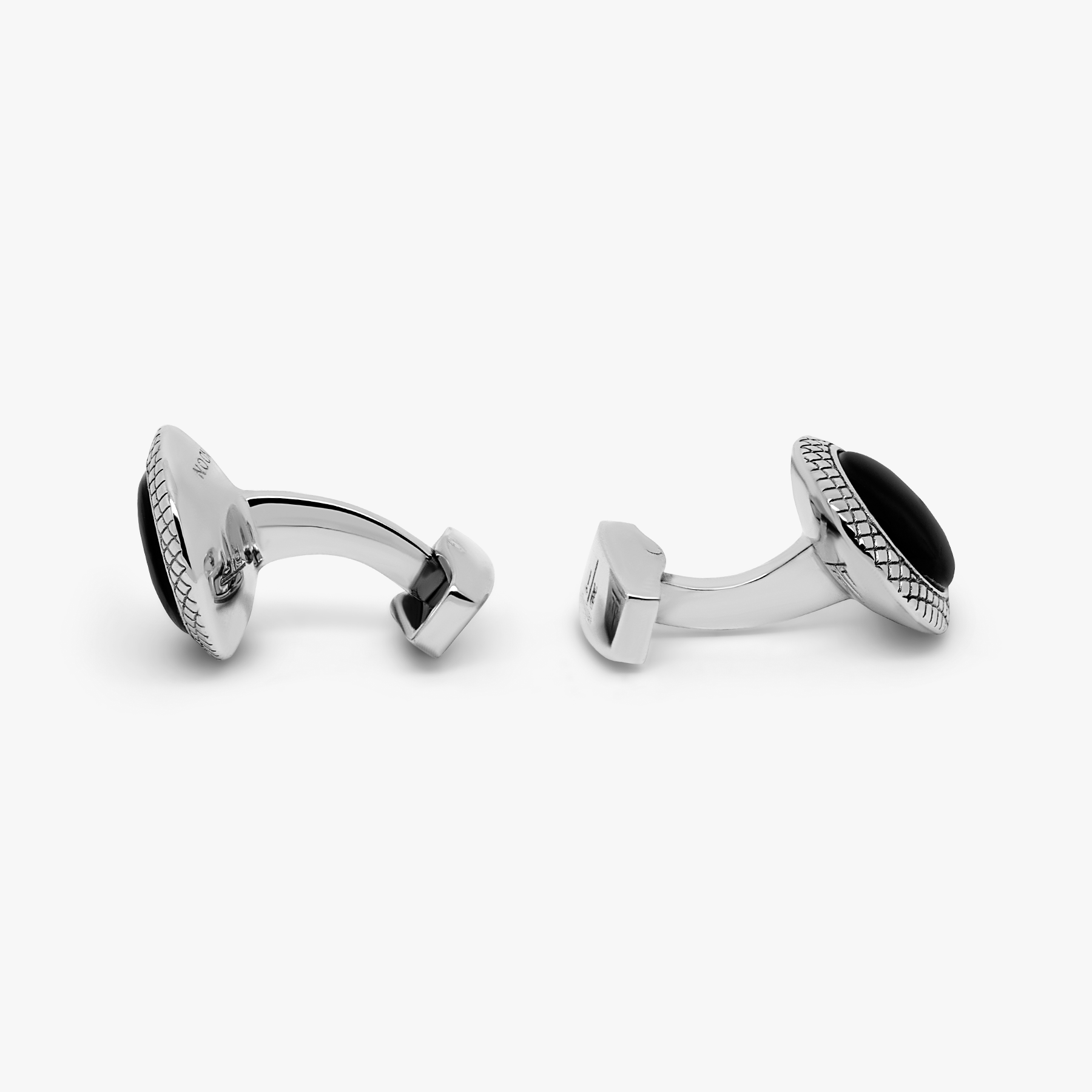 Bullseye Semi-Precious Cufflinks in Palladium Plated with Onyx