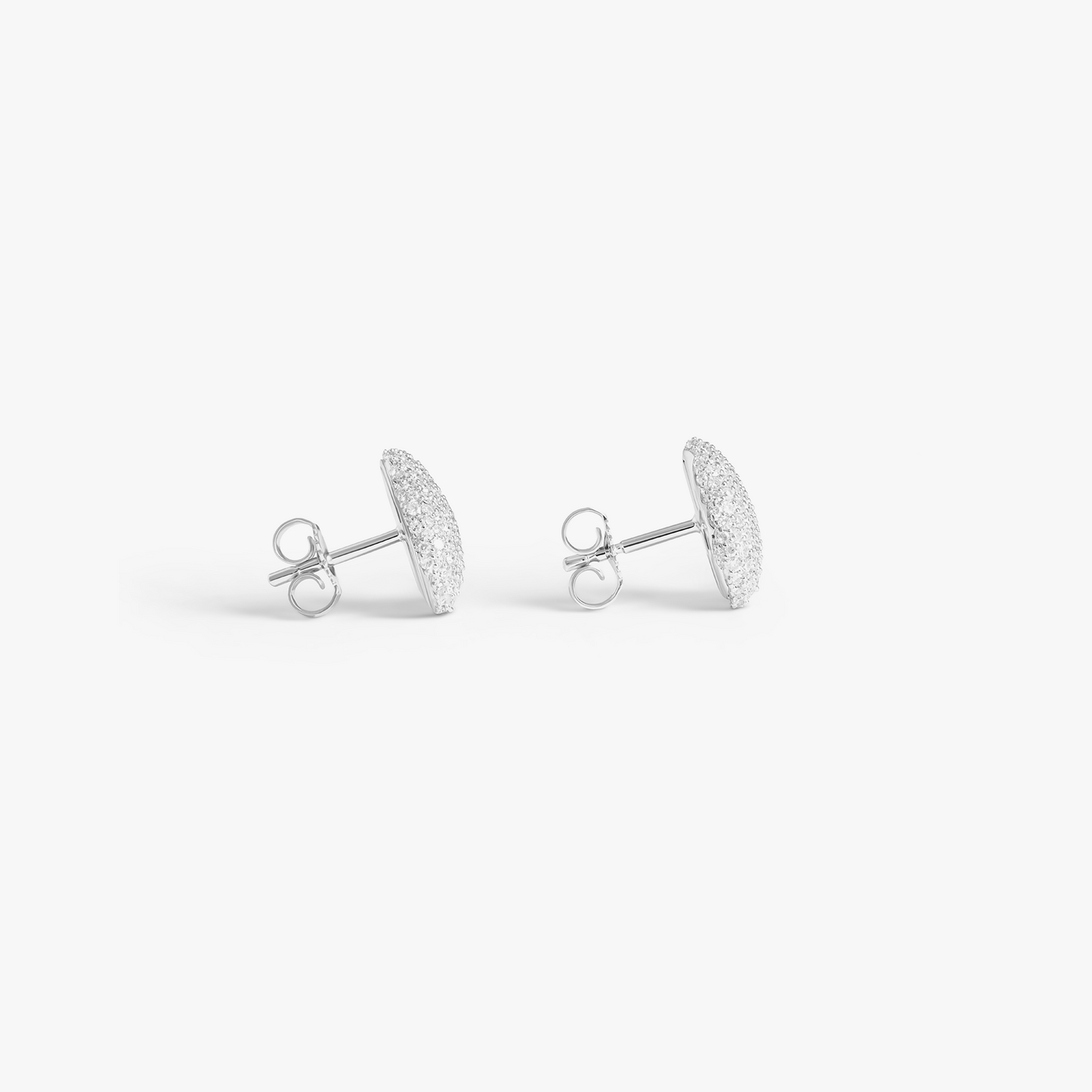 Sterling silver Pebble white diamond stud earrings