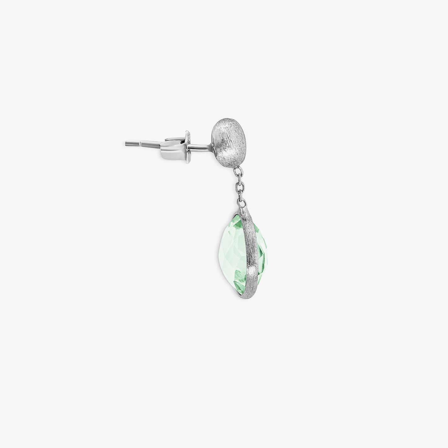 9K satin white gold Kensington drop earrings with green amethyst