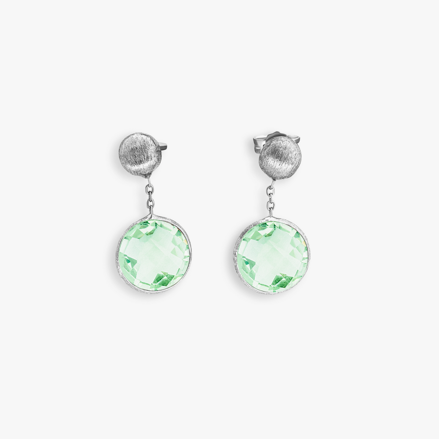 9K satin white gold Kensington drop earrings with green amethyst