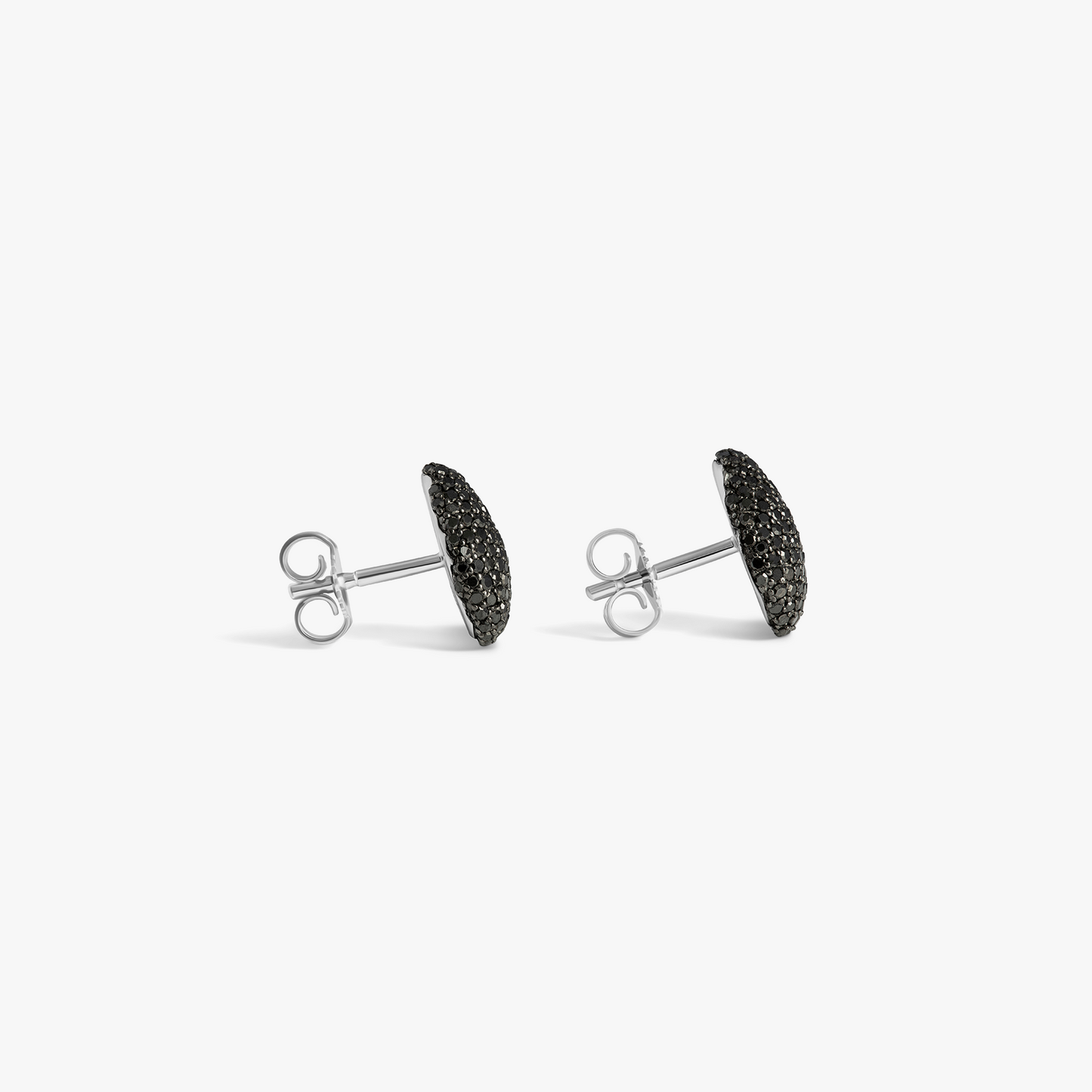 Sterling silver Pebble black diamond stud earrings