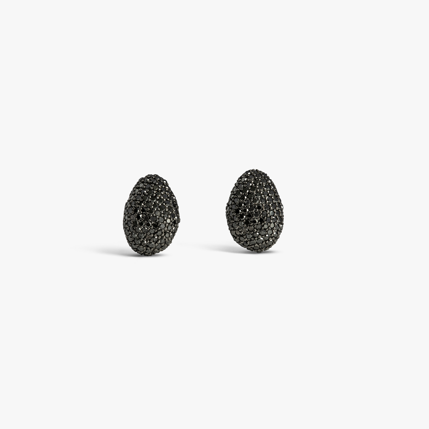 Sterling silver Pebble black diamond stud earrings