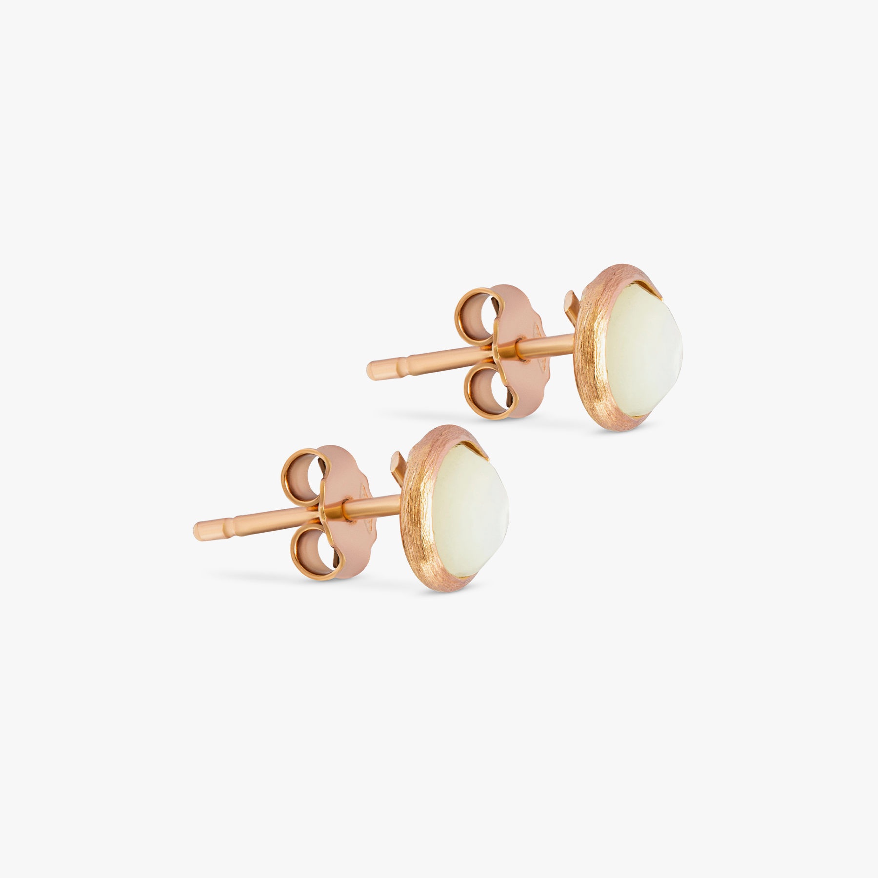 14K satin rose gold Kensington stud earrings with white mother of pearl