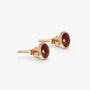 14K satin rose gold Kensington stud earrings with garnet
