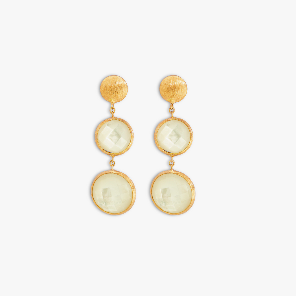 Kensington Double Drop Earrings In 14K Satin Rose Gold with White MOP