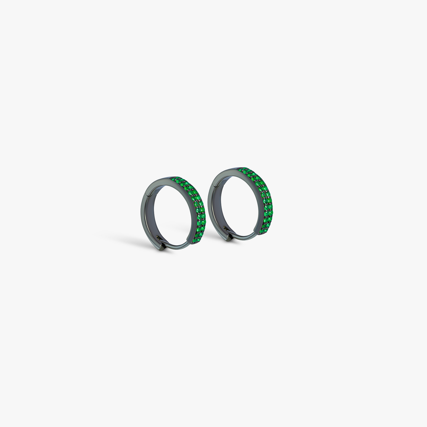 Emerald Hoop Earrings In Black Rhodium Silver