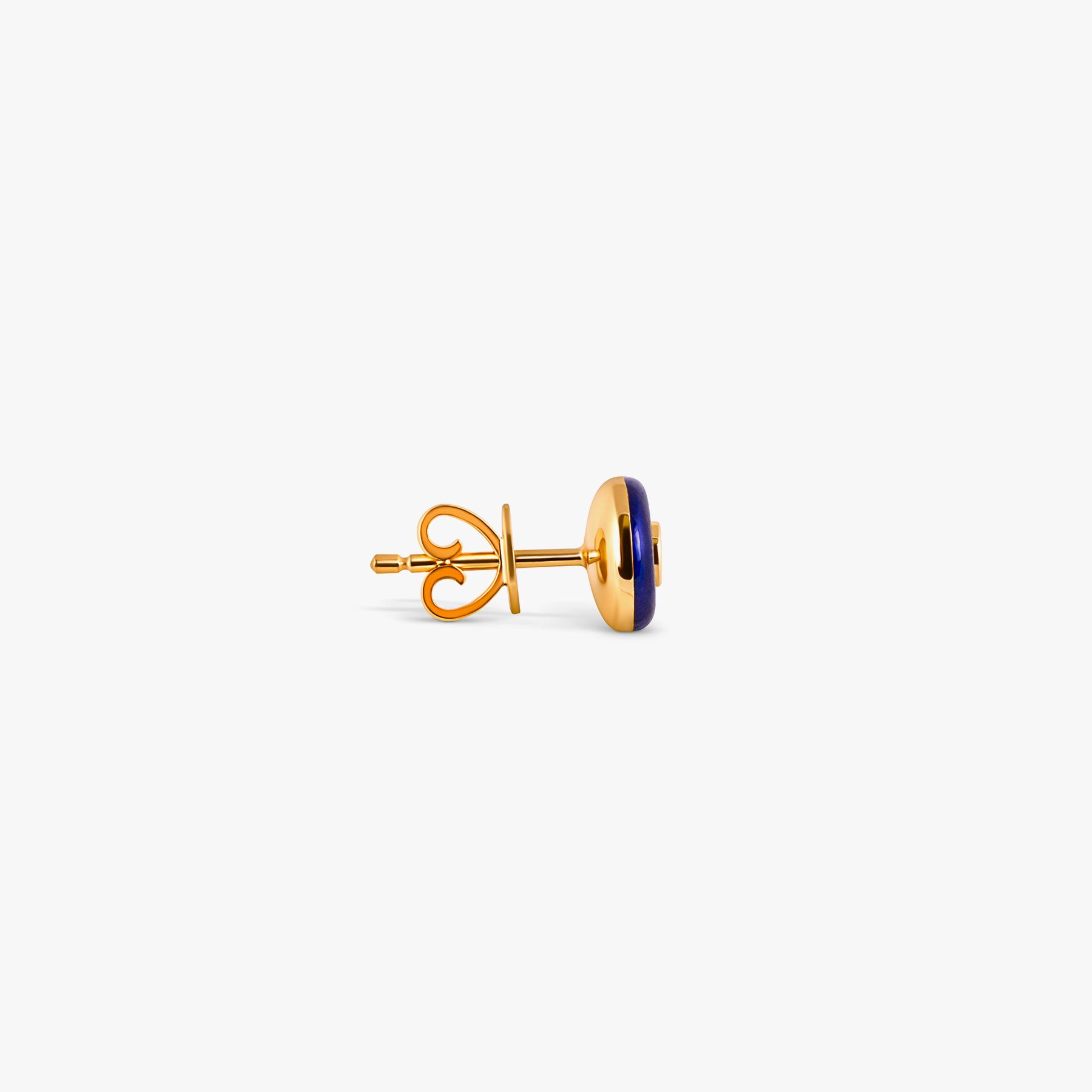 Round Diamond Stud Earrings in 18K Rose Gold with Blue Enamel