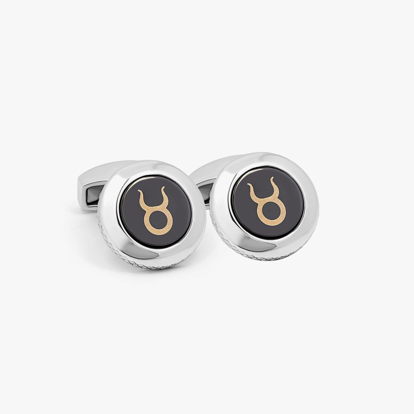 Taurus cufflinks with rhodium finish