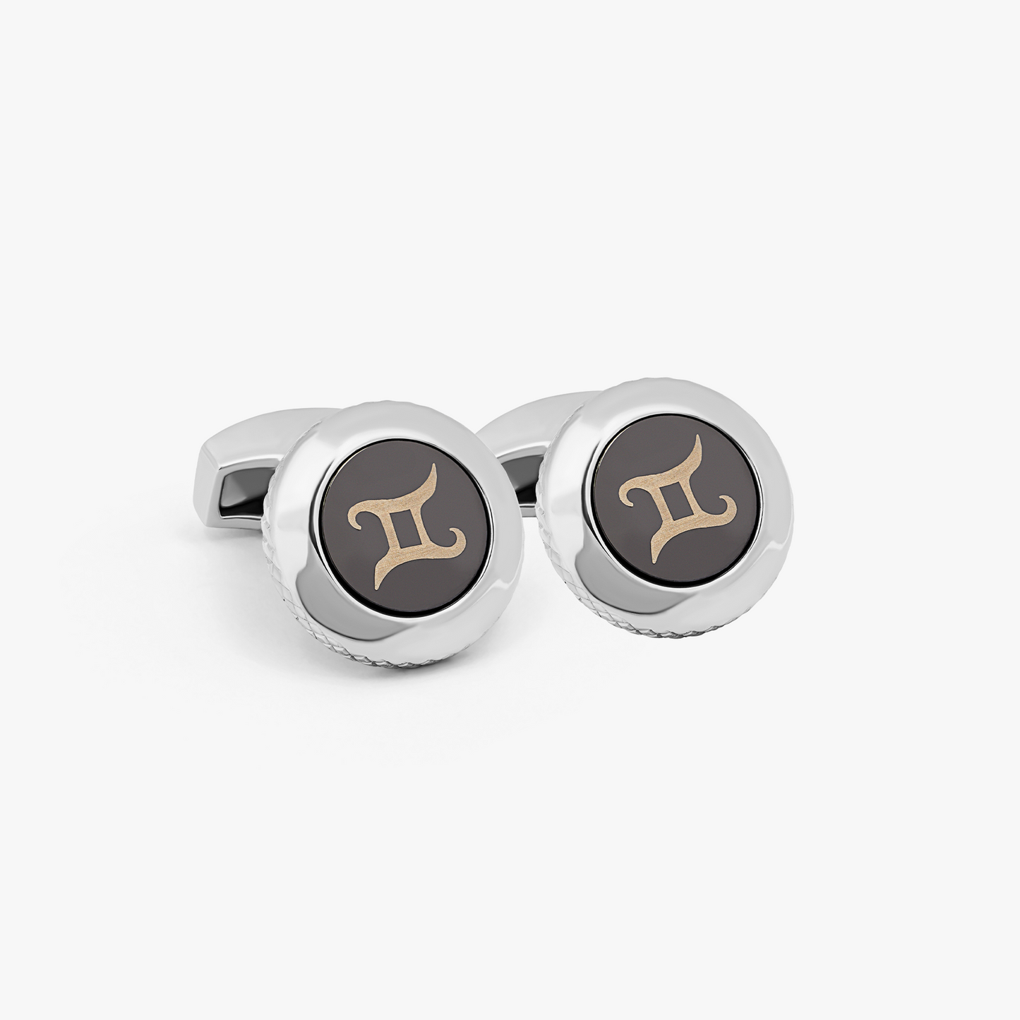 Gemini cufflinks with rhodium finish