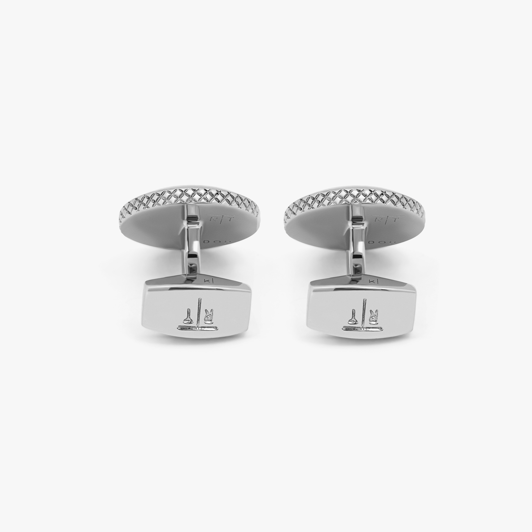 Cancer cufflinks with rhodium finish