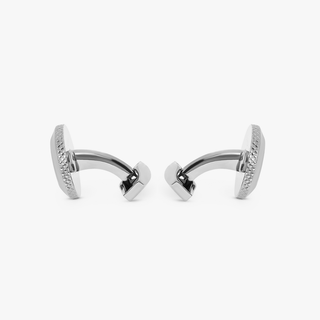 Cancer cufflinks with rhodium finish